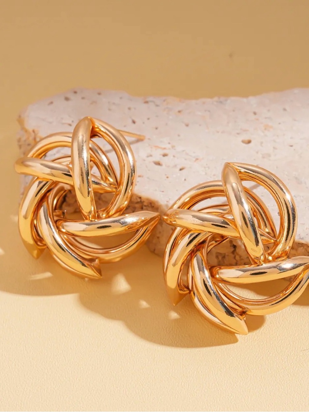 18k Gold  Knot Statement Earrings - Women Jewelry